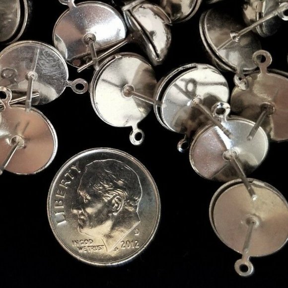 40 EAR DROPS Silver color Round Stud LOT Earring Jewelry Making DIY New - Picture 8 of 9